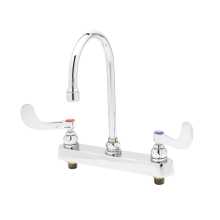 Deck Mounted Workboard Faucet with 8" Centers, 6" Swivel Gooseneck, 2.2 GPM Aerator and 4" Wrist Action Handles