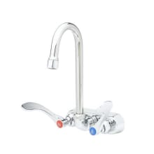 2.2 GPM 4"W Wall Mounted Utility Faucet with 4-3/8" Swivel/Rigid Gooseneck Spout and Wrist Blade Handles