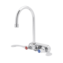 Wall Mounted Workboard Faucet with 4" Centers, 6" Swivel Gooseneck, 2.2 GPM Aerator and 4" Wrist Action Handles