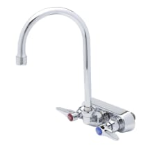 Wall Mounted Workboard Faucet with 4" Centers, 6" Swivel Gooseneck, 2.2 GPM Aerator and Lever Handles