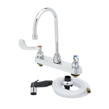 2.2 GPM 8"W Deck Mounted Utility Faucet with 5-3/4" Swivel Gooseneck Spout and Sidespray - Includes Wristblade Handles