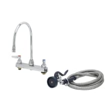 2.2 GPM 8"W Deck Mounted Utility Faucet with 8-13/16" Swivel Gooseneck Spout and 2.53 GPM Spray Valve - Includes Lever Handles