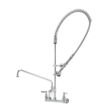 EasyInstall Wall Mounted Pre-Rinse Faucet with 8" Centers, Add-On Faucet, 14" Swing Nozzle, Flex Hose, Spray Valve, Wall Bracket and Lever Handles