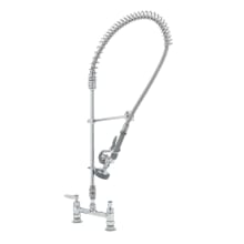 1.15 GPM 8" Deck Mounted Food Service Faucet with 18" Riser, Spray Valve, and 44" Hose - Includes 12" Wall Bracket and Ceramic Cartridge