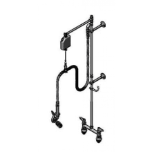 0.65 GPM 8" Deck Mounted Food Service Faucet with 24" Riser, Spray Valve, and 68" Hose with Overhead Swivel Extension Arm