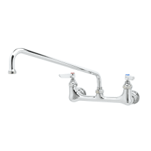 B-200 Wall Mounted Double Pantry Faucet with 8" Centers, 14" Swing Nozzle, Stream Regulator Outlet and Lever Handles