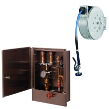 Rinse Control Cabinet with Control Valve, Dual Check Valves, and Thermometer - Includes Enclosed Hose Reel with 30' Hose and High Flow Spray Valve