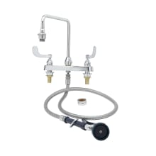 3.86 GPM 8"W Deck Mounted Utility Faucet with 10" Swing Nozzle, Male Garden Hose Outlet, and Angled Spray Valve