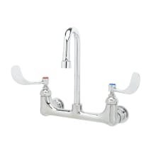 Wall Mounted Faucet with Swivel/ Rigid Gooseneck Spout, 2.2 GPM VR Aerator and 4" Wrist Action Handles
