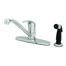 Deck Mounted Single Lever Faucet with 9" Swivel Spout, 2.2 GPM Aerator, Sidespray, Flexible Stainless Steel Supply Hoses and 10" Deckplate