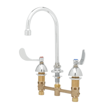Deck Mounted Medical Faucet with 8" Centers, Swivel Gooseneck, 1.5 GPM Aerator and 4" Wrist Action Handles