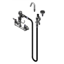 1.42 GPM 8"W Wall Mounted Bridge Pot Filler Faucet with 68" Hose- Includes Hook Nozzle and Spray Attachments