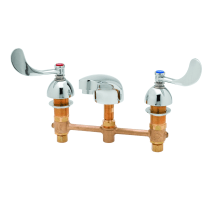 Deck Mounted Lavatory Faucet with 8" Centers, Cast Basin Spout, 2.2 GPM Aerator and 4" Wrist Action Handles