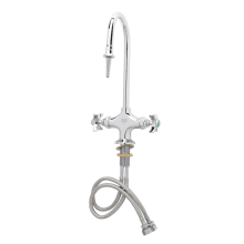 Deck Mounted Single Hole Laboratory Mixing Faucet with Rigid Gooseneck, Serrated Tip and Cross Handles
