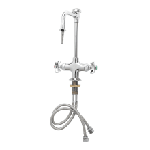 Deck Mounted Single Hole Laboratory Mixing Faucet with Rigid Vacuum Breaker Nozzle, Serrated Tip and Cross Handles