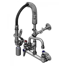 .65 GPM Wall Mounted Bridge Mixing Faucet with Low Flow Spray Valve and 24" Flexible Stainless Steel Hose - Includes 6" Add-On Faucet
