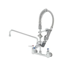 .65 GPM Wall Mounted Bridge Faucet with Low Flow Spray Valve and Compression Cartridge- Includes 12" Add-On Faucet and 3" Risers with 4 Way Cross