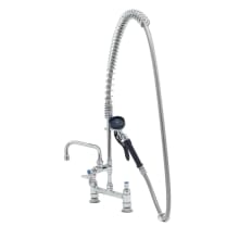 4.26 GPM Deck Mounted Bridge Mixing Faucet with High Flow Angled Spray Valve - Includes Add-On Faucet and 72" Flexible Stainless Steel Hose