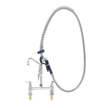 4.26 GPM Deck Mounted Bridge Mixing Faucet with High Flow Spray Valve - Includes Add-On Faucet, Finger Hook, and 72" Flexible Stainless Steel Hose