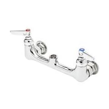 Wall Mounted Pre-Rinse Base Faucet with 8" Centers, Swivel/ Rigid Outlet and Lever Handles - Less Spray Assembly