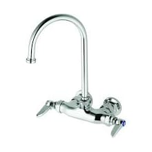 B-300 Wall Mounted Double Pantry Faucet with 3-3/8" Centers, Swivel Gooseneck, Stream Regulator Outlet and Lever Handles