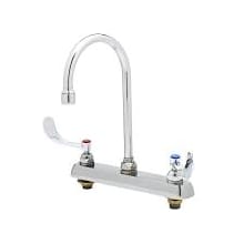 Deck Mounted Workboard Faucet with 8" Centers, Swivel Gooseneck, 2.2 GPM Aerator and Wrist Action Handles