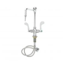Single Hole Deck Mounted Laboratory Mixing Faucet with 4"Wrist Handles, Rigid Vacuum Breaker Nozzle and Serrated Tip