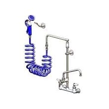 Pet Grooming Station with 8" Wall Mounted Faucet, 12" L-Tube, Add-On Faucet with Swing Nozzle and Spray Head with Hose