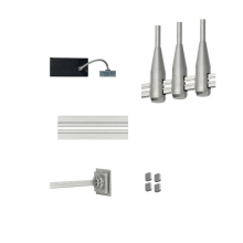 96" Monorail Kit with 150W Magnetic Transformer, (3) 3" Stand Offs, End Caps, and 2" Square Direct-End Power Feed
