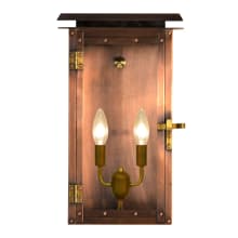 Hyland 2 Light 14-1/2" Tall Copper Electric Flush Mount Outdoor Wall Sconce