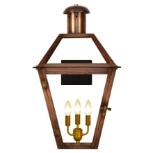 Georgetown Copper 3 Light 28" Tall Electric Outdoor Wall Sconce