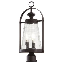 Sycamore Trail 3 Light 20" Tall Post Light with Clear Stripe Glass