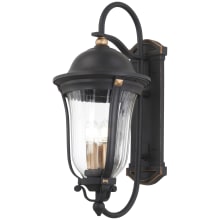 Peale Street 3 Light 22" Tall Outdoor Wall Sconce with Fluted Glass Shade