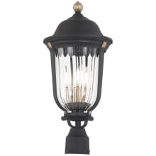 Peale Street 3 Light 21" Tall Post Light with Fluted Glass Shade
