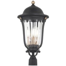 Peale Street 4 Light 25" Tall Post Light with Fluted Ribbed Glass Shade