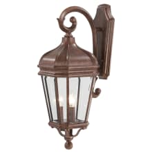 Harrison 3 Light 28" Tall Outdoor Wall Sconce with Clear Beveled Glass
