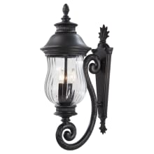 Newport 3 Light 28" Tall Bottom Mounted Outdoor Wall Sconce with Clear Optic Glass