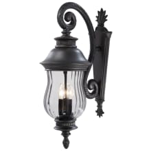 Newport 3 Light 28" Tall Top Mounted Outdoor Wall Sconce with Clear Optic Glass