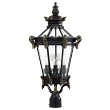 Stratford Hall 4 Light 28" Tall Post Light with Clear Beveled Glass