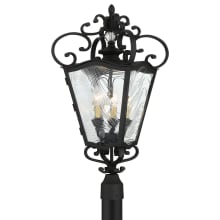 Brixton Ivey 3 Light 23" Tall Post Light with Clear Ripple Glass