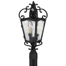 Brixton Ivey 3 Light 28.25" Tall Post Light with Clear Ripple Glass