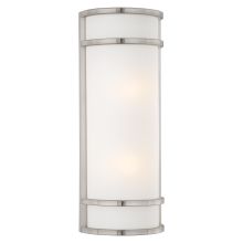 Bay View 2 Light 20" Tall Outdoor Wall Sconce with Etched Opal Glass