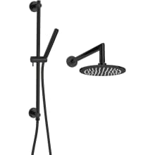 Thermostatic Shower System with Shower Head, Hand Shower, Slide Bar, Hose, and Shower Arm