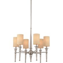 6 Light Single Tier Chandelier with Cylinder Shaped Linen Shades from the Allure Collection