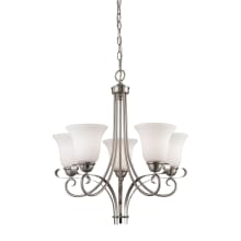 Brighton 5 Light 22" Wide Chandelier with White Glass Shades