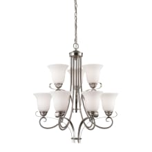 Brighton 9 Light 25" Wide Chandelier with White Glass Shades