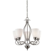 Chatham 5 Light 22" Wide LED Chandelier with White Glass Shades