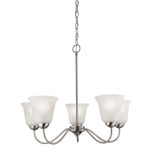 Conway 5 Light 26" Wide Chandelier with White Glass Shades