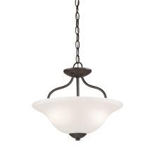 Conway Convertible 2 Light 15" Wide Pendant / Semi-Flush Ceiling Fixture with White Glass Shade
