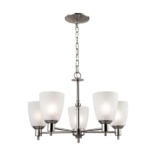 Jackson 5 Light 22" Wide Chandelier with White Glass Shades